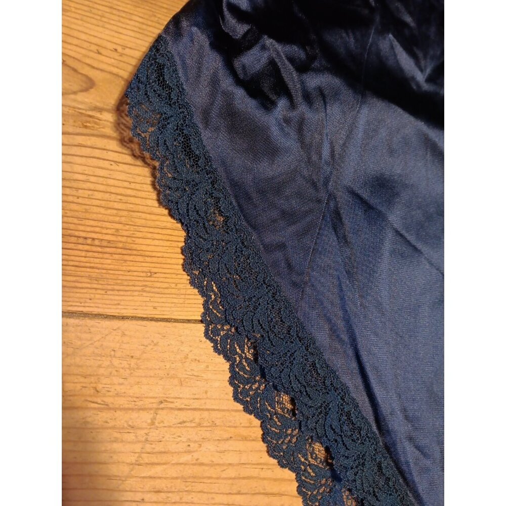 Vtg Montgomery Ward 70s Teddy Lingerie Womens 34 Navy Blue Antron III Nylon USA - Picture 3 of 6